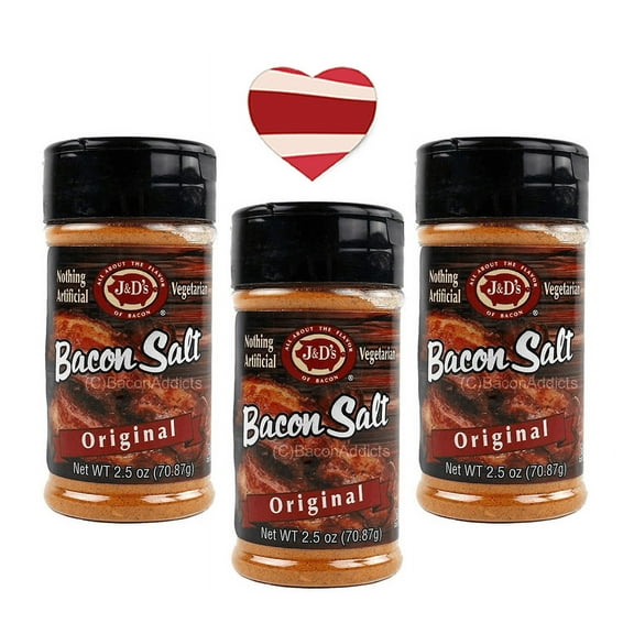 Original Bacon Salt (3 Pack   Sticker) - Low Sodium Bacon Flavored Seasoning Salts   Bacon Heart Sticker
