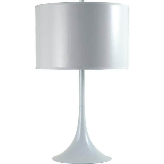 25" Tall Metal Table Lamp with White Finish, White Round Shade