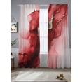 thumbnail image 5 of Red Marble Semi Sheer Window Curtains 84 Inches Long, Modern Ombre Abstract Ink Painting Art Rod Pocket Voile Silky Chiffon Curtain Light Filtering Drapes for Living Room, Kitchen, 52"x84", 2 Panels, 5 of 9