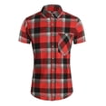 thumbnail image 1 of BOBOGOJP Chemises de Mode pour Hommes Manches Courtes Bouton vers le Bas Solide Robe Formelle Décontractée, Rouge 5XL, 1 of 4