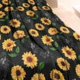 thumbnail image 3 of Black Green Leaf Sunflower Pattern Blanket,Comfortable Soft Flannel Throw Blanket,All Season,Warm Lightweight Blankets for Sofa Bed Couch Living Room Chair,60"x80", 3 of 4