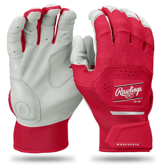 Guantes de Bateo Rawlings Workhorse para Adulto Blanco/Escarlata