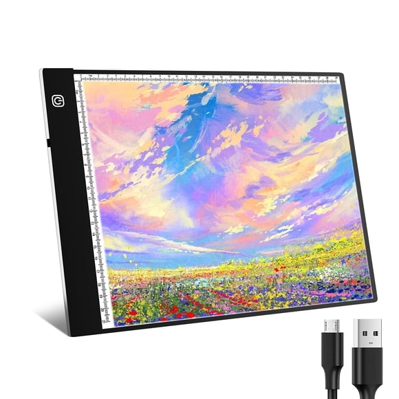 Mesa de Luz Dibujo A4, LonEasy LED Tableta de Luz de Iluminación de la Caja de Alimentación Brillo regulable LED Artcraft con Cable USB Ideal para Artistas, Dibujo, Bocetos, Anim