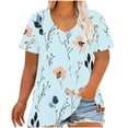 thumbnail image 2 of Kayannuo Blouses for Women Casual Women's Plus-Size V-Neck Short Sleeved Printing Base Shirt Light Blue XXXXL, 2 of 5