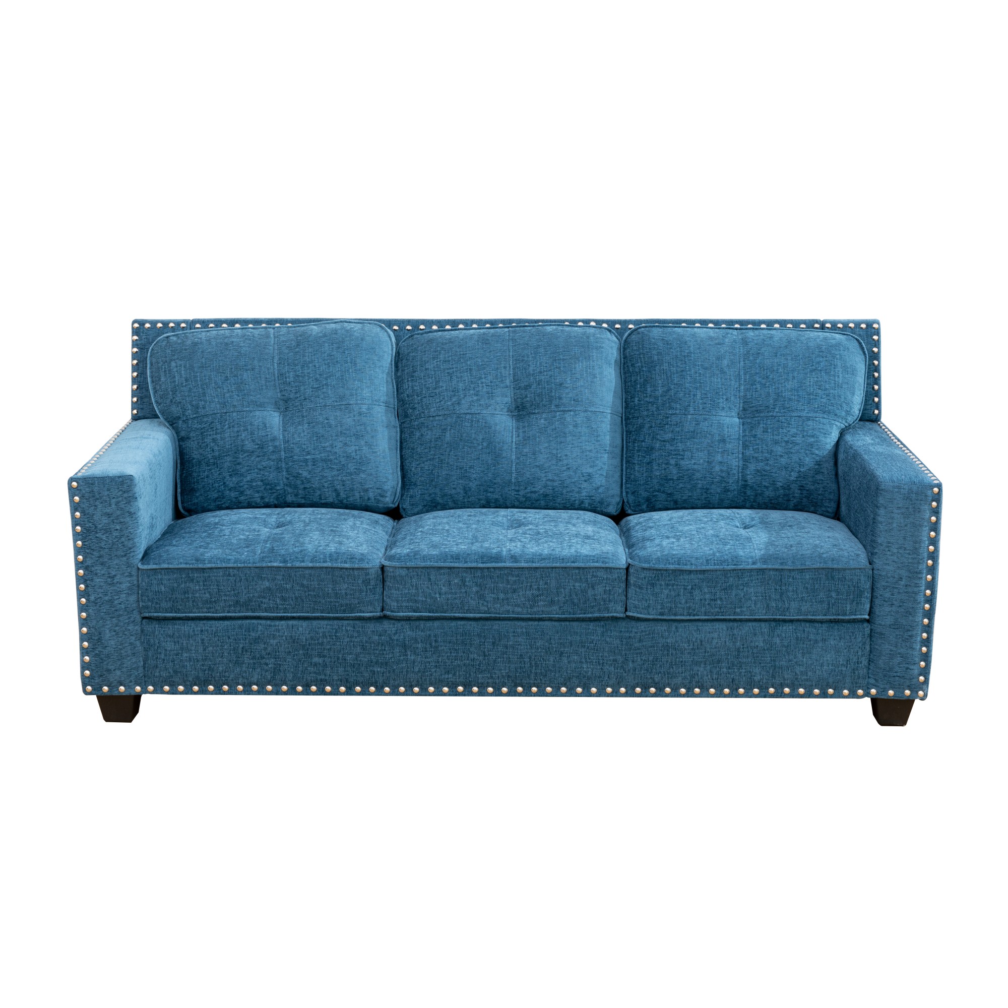 Gewnee 80" Wide Linen Upholstered Sofa Counches with Nailhead Trim for Living Room,Blue