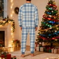 thumbnail image 4 of KeShDi Christmas Pajamas For Men's Christmas Fashion Christmas Plaid Print Tops And Pants Pajama Suit Homewear Gray 2X, 4 of 5