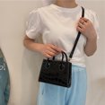 thumbnail image 3 of Bolsa Bolso de hombro de color puro con patrón de cocodrilo retro para mujer Bolso pequeño (negro) JShteea Para Estrenar, 3 of 9