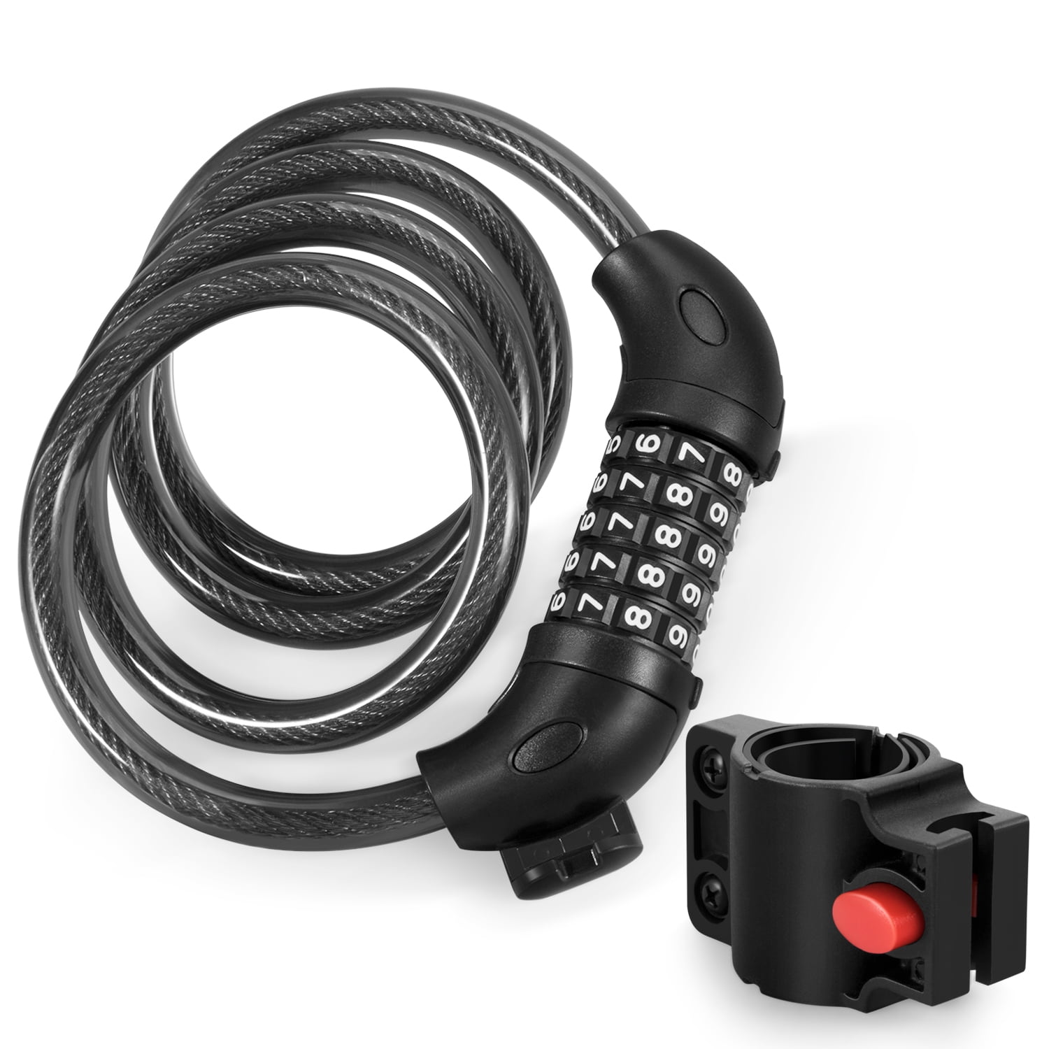 4 Digit Number Code Combination Bicycle Stroller Security Bike Lock Steel Cable 