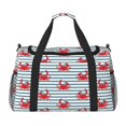 thumbnail image 1 of Fotbe Cute Red Crabs With Nautical Bolsa de Viaje con Estampado, Bolsa de Fin de Semana para Mujer con Compartimento para Zapatos, Bolsa de Gimnasio con Bolsillo Húmedo, 1 of 7