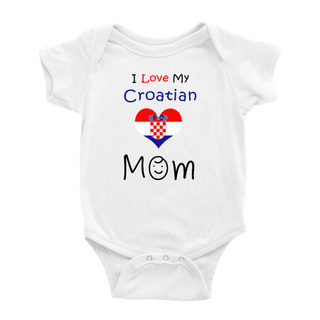 

I Love My Croatian Mom Cute Baby Rompers Baby Bodysuit (White 3-6 Months)