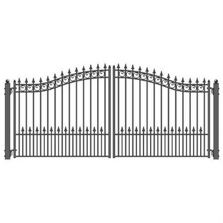 ALEKO Steel Dual Swing 14 x 6 feet Black Driveway Gate Prague Style