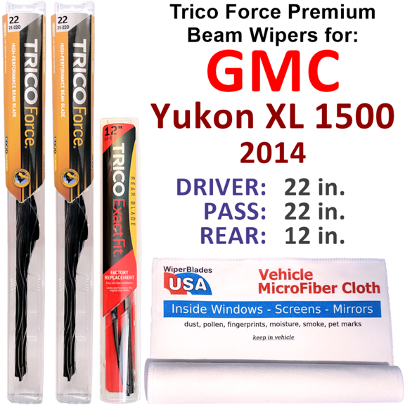 2014 GMC Yukon XL 1500 Performance Beam Wipers (Set of 3) w/Rear Wiper