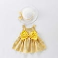 thumbnail image 4 of FRSASU Toddler Kids Girl Summer Bowknot Bowknot Checked Sling Dress with Hat, 4 of 4