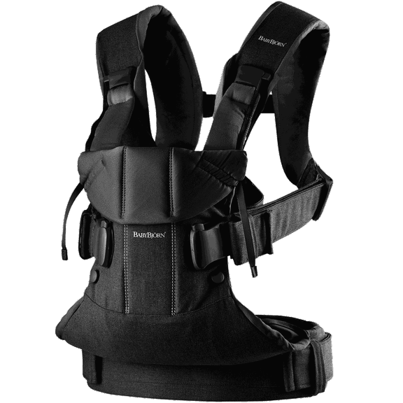 BabyBjorn One Woven Front Carry Baby Carrier for Infant, Black