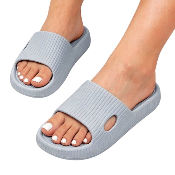 HEWUQI Slide Shower Shoes for Men Women Non Slip Holes House Slippers Bathroom Pool Gym Students College Dorm Quick Drying Comfortable Sandals Gray Size 6