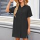 thumbnail image 5 of mfyjkho Vestidos casuales para mujer, Vestido de verano para mujer, informal, con escote en V, manga corta, solapa y bolsillos Vestidos de fiesta para mujer s, 5 of 9