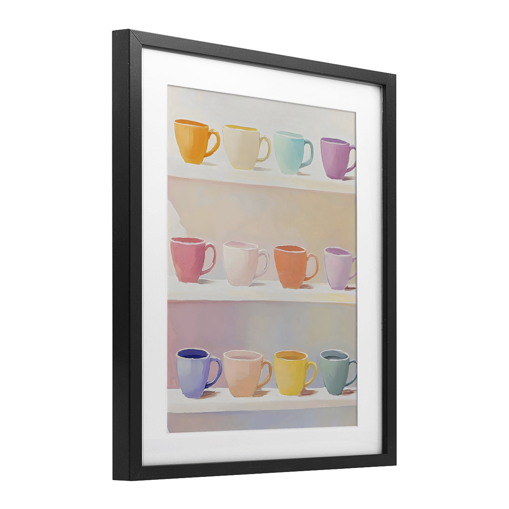 Stupell Industries Rows of Pastel Teacups Black Framed Print Under Glass, design by The Prints Vibe