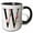 Black/White, variant on 3drose, Pretty Pink Magnolia Flower Monogram Initial W, 11oz Two-tone Black Mug