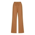 thumbnail image 4 of Gvdentm Bell Bottom Pants for Women Casual Lightweight Drawstring Elastic Waist Pants with Pockets Twill Bermuda Trendy S-3XL Coffee,2XL, 4 of 6