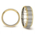 thumbnail image 3 of Grooved Stainless Steel 6mm Wedding Band Ring with Yellow Plating, 3 of 4