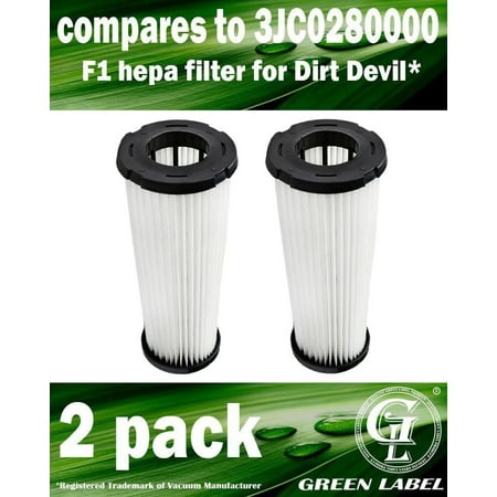 2 Pack for Dirt Devil F1 HEPA Vacuum Filter. Compares to 3JC0280000. Genuine Green Label (Best Exercises To Get A 6 Pack)