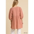 thumbnail image 4 of Gauze Slub V-neck Frayed Edge Detail Tunic Dress, 4 of 5