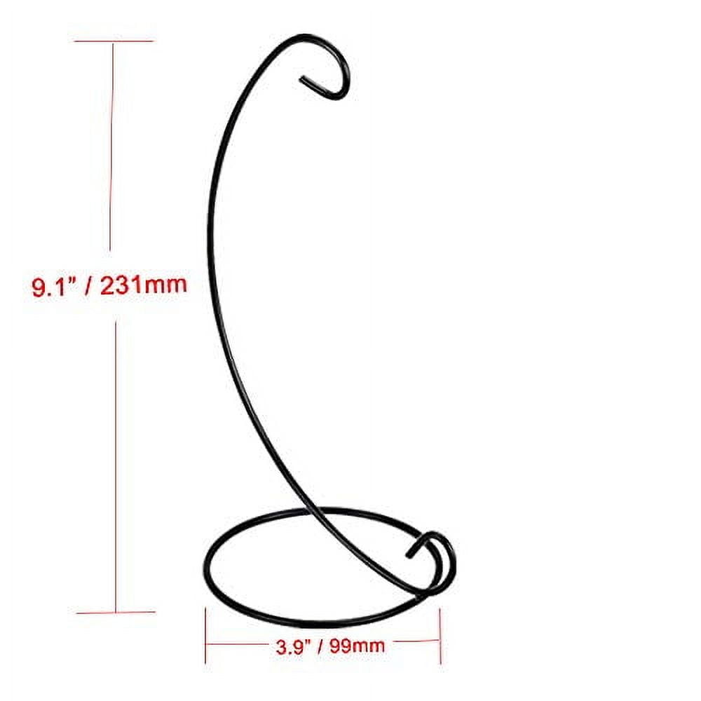 ReedCA 10 Pack Ornament Display Stand Holder, 9 Inch Tall Iron Hanging Rack Glass Ball Ornament Holder Stand for Hanging Globe Air Plant Terrarium Christmas Wedding Home Party Craft (Black, 10 Pack)