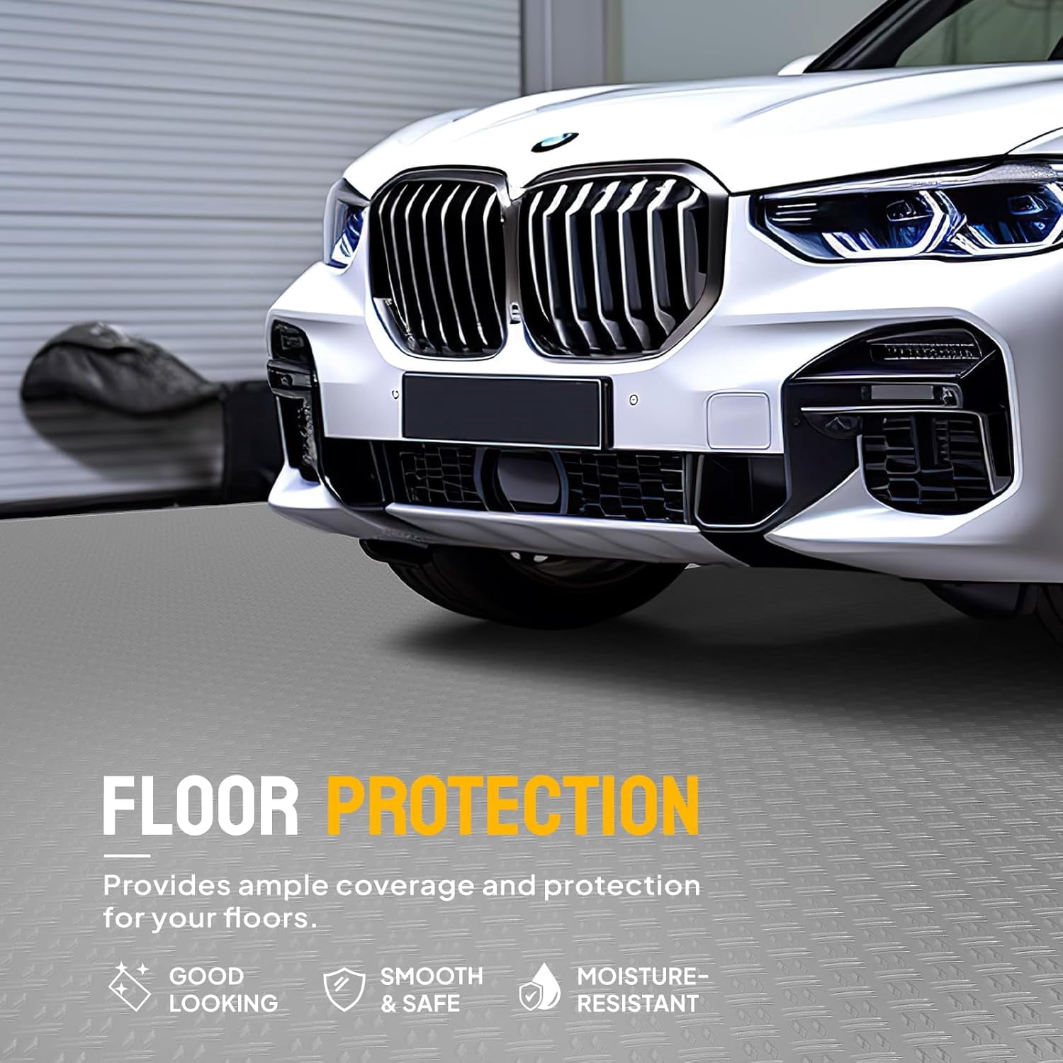 Ktaxon 7.5 x 17 FT Garage Floor Mat, Thickened Diamond Plate PVC Garage Mats Flooring Roll for Under Car, Garage Car Parking Mats for Compact SUVs, Sports Car