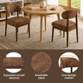 thumbnail image 5 of ClinQ Embossed Fabric Dining Chairs Set of 4, Modern Upholstered Kitchen Side Chair with Curved Back, Wood Legs for Dining Room, Brown, 5 of 10