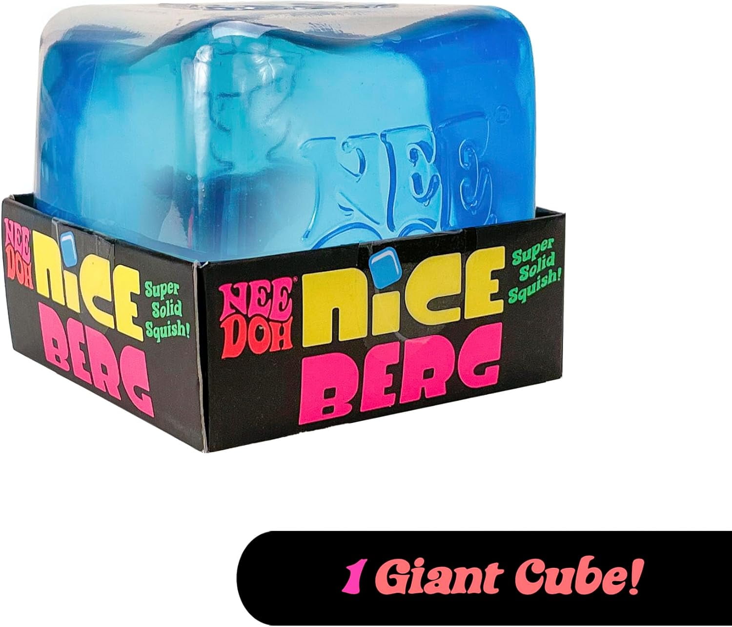 NeeDoh Nice Berg, Satisfying Square Shaped Sensory Toy, Blue, Children Ages 3+