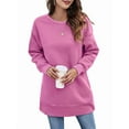 thumbnail image 2 of Women Sweatshirts Trendy Fleece Crewneck Sweatshirt Casual Loose Pullover Tops Comfy Fall Outfits Wine Red XL, 2 of 9