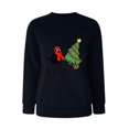 thumbnail image 4 of EHQJNJ Chandails en Molleton pour Femmes avec Poches Chandails en Molleton Décontractés à Col Rond Manches Longues Raglan Arbre de Noël Imprimé Petit Chat Espiègle Pull Chandails en Molleton de Noël pour Femmes 2024 Drôle, 4 of 4