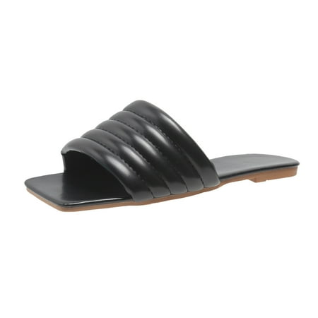 

Pimfylm Disposable Slippers Cloud Sandals for Women Men Thick Sole Adjustable Buckles EVA Cloud Slides Slippers Black 7.5