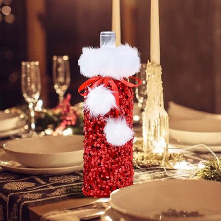 

Mackneog Christmas Ornament Sequin Wine Bottle Sleeve Plush Beam Wine Sleeve，Gift on Clearance