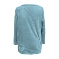 thumbnail image 5 of Womens Comfort Cozy Sweaters for Anxiety Long Sleeve Round Neck Lightweight Casual Pullover Winter Warm Long Tops Blue L, 5 of 5