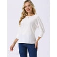 thumbnail image 2 of DARING DIVA Women's Batwing Casual Eyelet Blouse Crewneck Tunic T-Shirts White S, 2 of 6