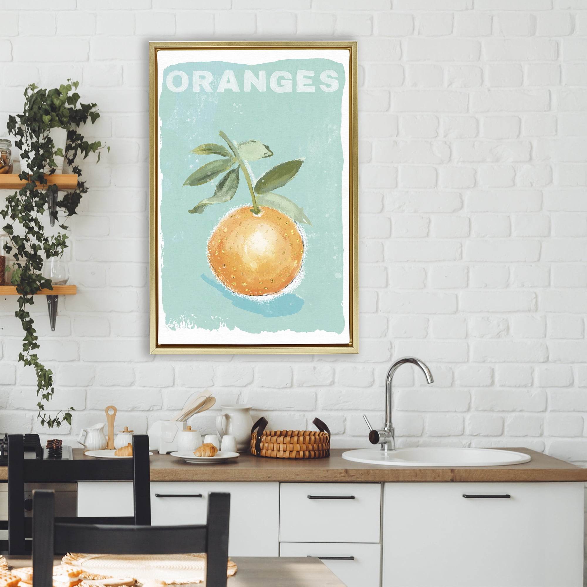 Stupell Industries Orange Twist Motif Gold Framed Floater Canvas Wall Art, design by Chad Barrett