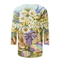 thumbnail image 5 of Brnmxoke 3/4 Sleeve Top for Women,Women Easter Day Shirt Easter Bunny and Eggs Print Fashion Dressy Tshirt Plus Size Summer Cute Graphic Tees 2024, 5 of 5