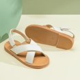 thumbnail image 4 of 2DXuixsh Girls Sandals Soft Sole Open Toe Summer Beach Sandals Leather Flat Shoes Slip on Comfortable Open Toe Sandals Fashion Outdoor Beach Sandals White Size 10.5, 4 of 5