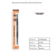 Revolution Precise Brow Double Ended Ultra-Fine Eyebrow Pencil, Dark Brown