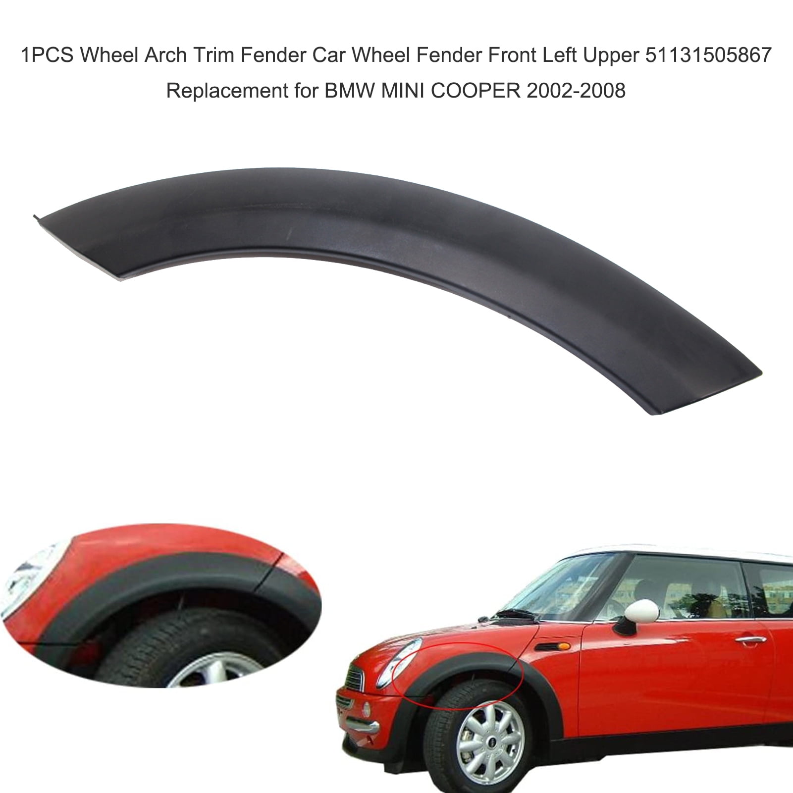 Fits for BMW Mini Cooper 2002-2008,OE#51131505867 Wheel Arch Trim for Hood Front Driver Left Side JahyShow Fender Flares for Mini Cooper 