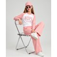 thumbnail image 4 of Yaoqi 11 Years Big Girl Outfit Set 12 Years Tween Girls Clothes Long Sleeves Letter Print Pullover Crop Top Wide Leg Pants 2pcs Clothing Pink, 4 of 7