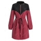 thumbnail image 2 of Más el tamaño de pana Bicolor lazo de la cintura Zip Up Escudo Rosegal Abrigos de talla grande, 2 of 5