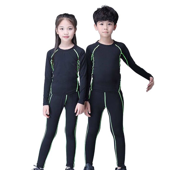 Toddler Boy Outfits Girls Winter Long Sleeve Compression Top and Leggings Training Set Boys' Clothing Sets Green 2-3 Years