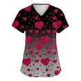 thumbnail image 2 of Womens V Neck Printed Scrub Tops Plus Size Medical Nursing Tops Scrubs with Pocket Vermilion XL, 2 of 5