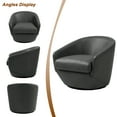 thumbnail image 5 of UIXE Swivel Barrel Accent Chair Set of 2 PU Leather Club Chair Upholstered Armchair for Living Room Modern Round Arm Chair, Black, 5 of 6
