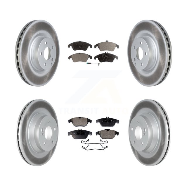 Transit Auto Front Rear Coated Disc Brake Rotors and Semi-Metallic Pads Kit for Car Mercedes-Benz E550 with 320mm Diameter Rotor KGF-102512