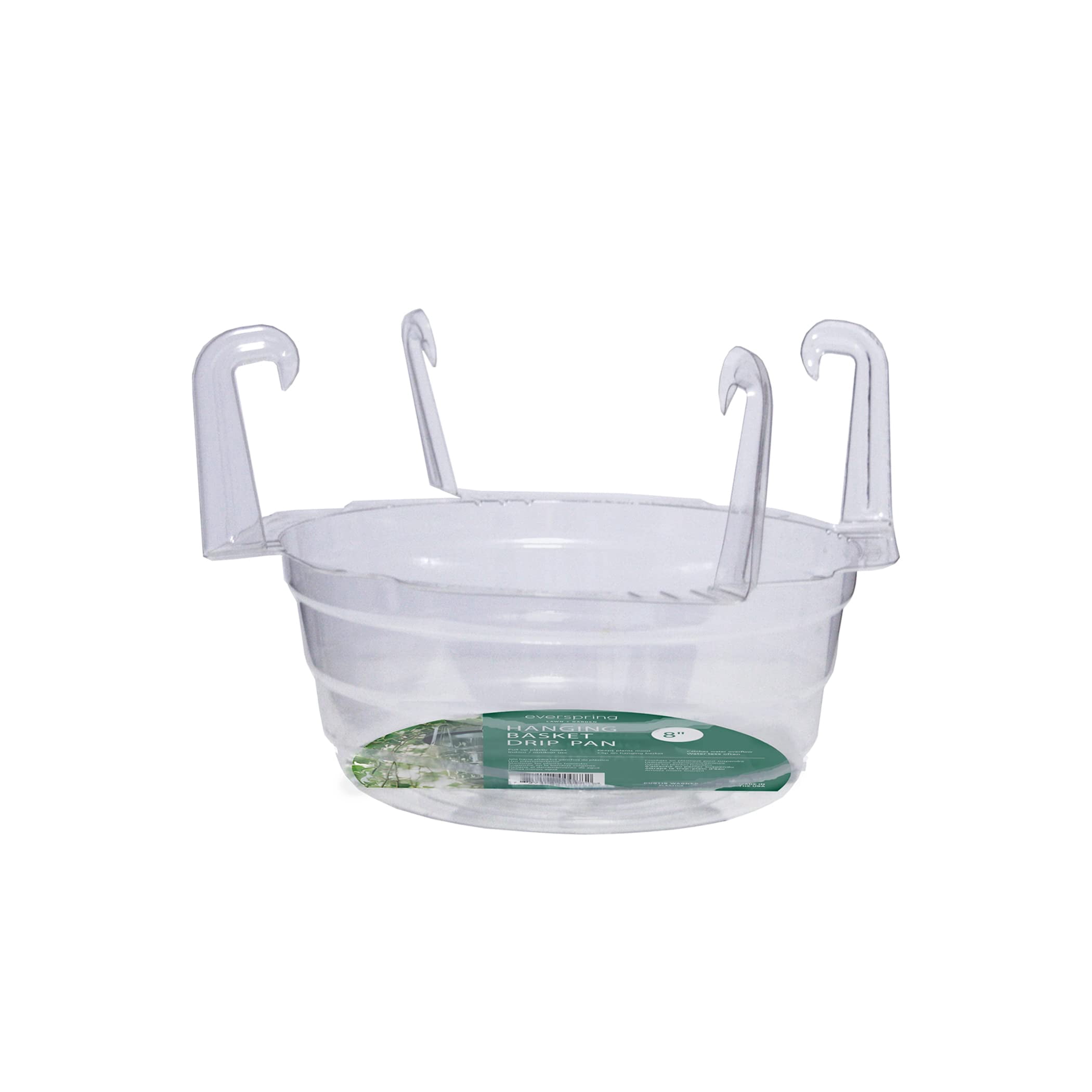Curtis Wagner Plastics Plant Hanging Basket Drip Pans (5-Pack) - Clear, Round (Diameter = 6.25" Base, 8" Top, 3.5" Depth) Thin Plastic Indoor Outdoor