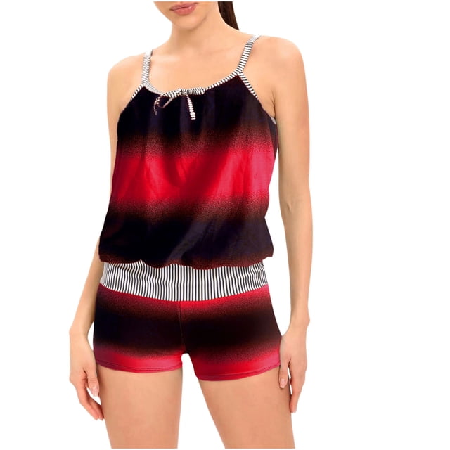 Birdeem Women Sexy with Chest Pad without Underwire Print Patchwork Swimming Trunks Split Swimsuit