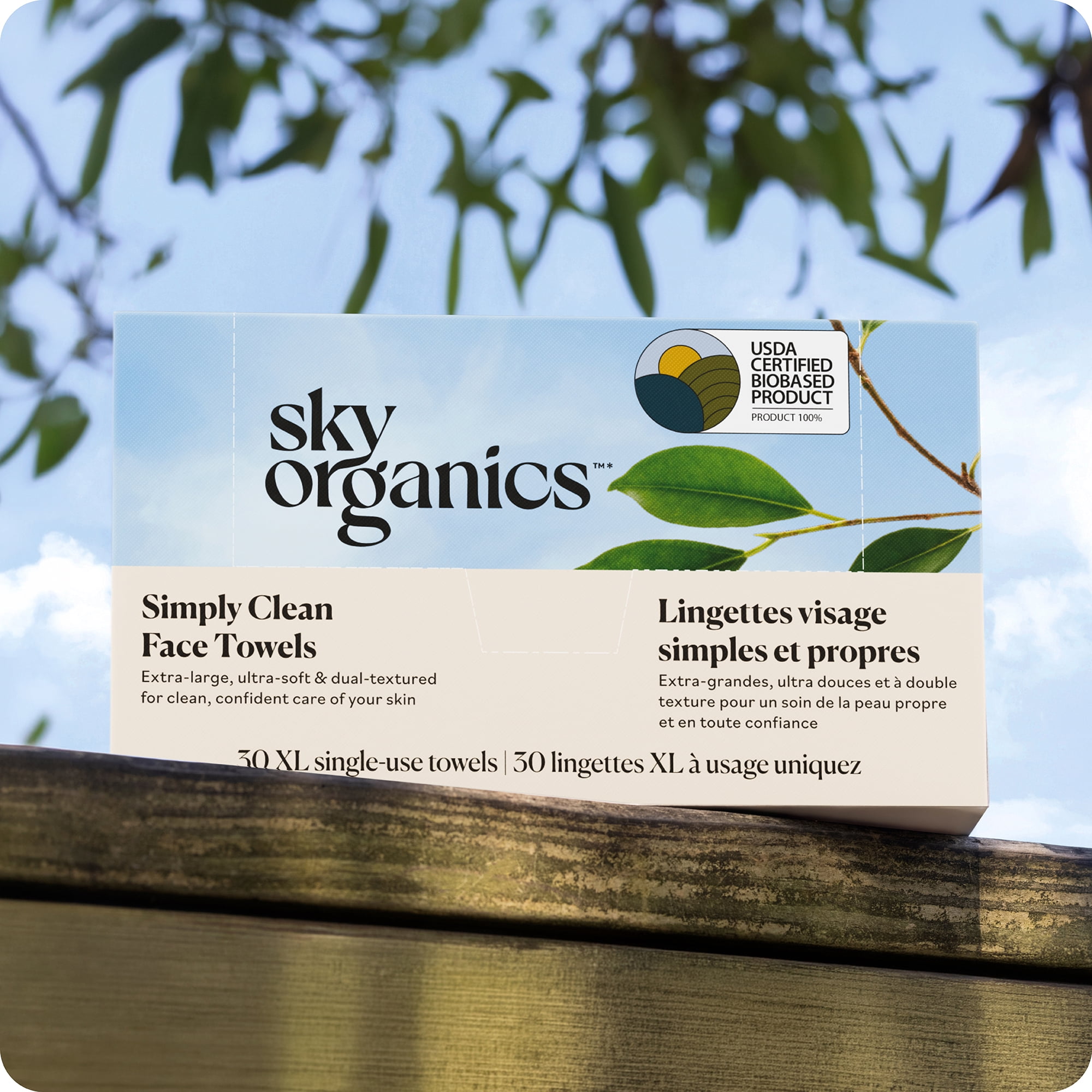 Sky Organics Simply Clean XL Single-Use Face Towels, 30 Count